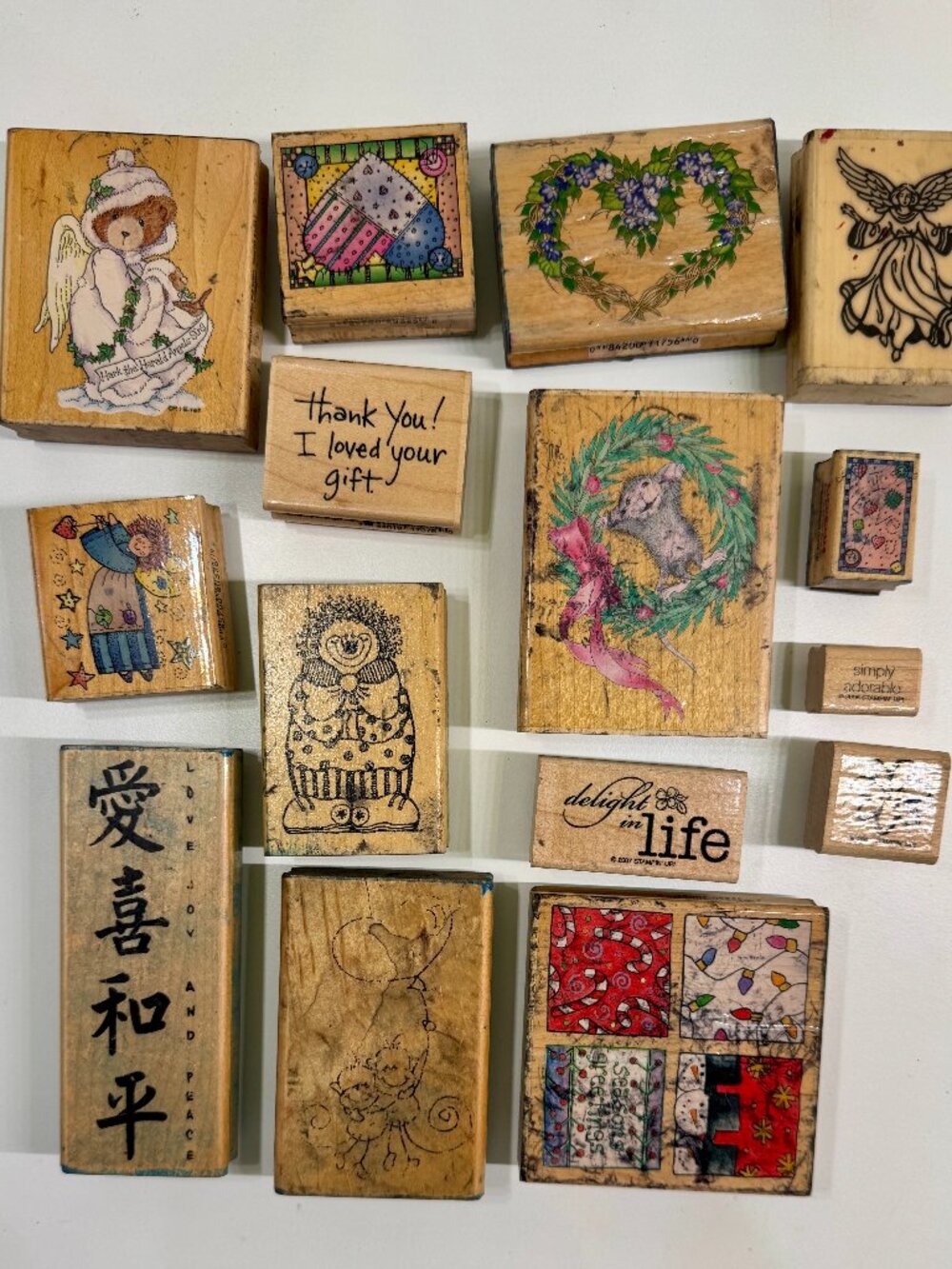Rubber Stamps Lot of 15  - Vintage Wood Mounted House Mouse Paula Best Christmas